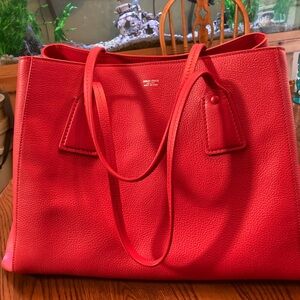Giorgio Armani Red Pebbled Leather Tote Le Sac 11 rare
